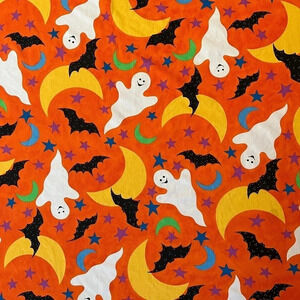 Unbranded Halloween Tablecloth Orange Black Ghost Cat Rectangle 100"x60" Oblong